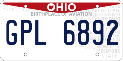 OH license plate GPL6892