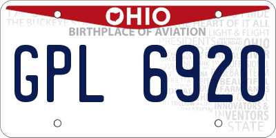 OH license plate GPL6920