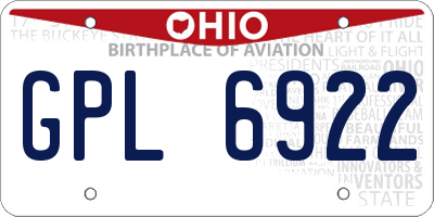 OH license plate GPL6922