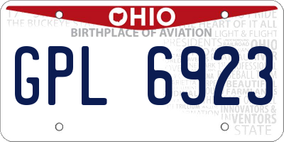 OH license plate GPL6923