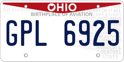 OH license plate GPL6925