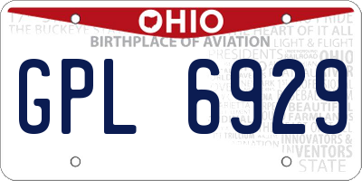 OH license plate GPL6929