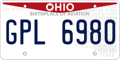 OH license plate GPL6980