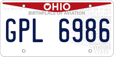 OH license plate GPL6986