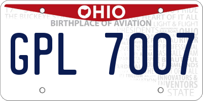 OH license plate GPL7007