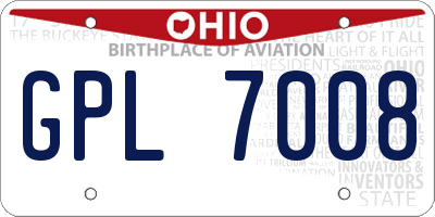 OH license plate GPL7008