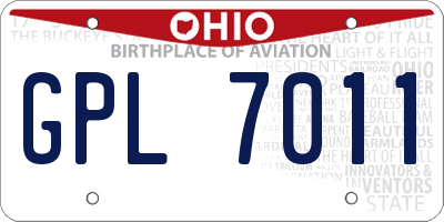 OH license plate GPL7011