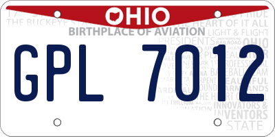 OH license plate GPL7012