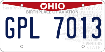 OH license plate GPL7013