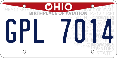 OH license plate GPL7014