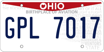 OH license plate GPL7017
