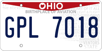 OH license plate GPL7018