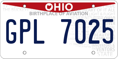 OH license plate GPL7025