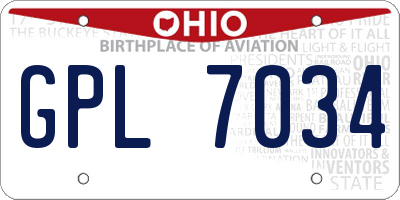 OH license plate GPL7034