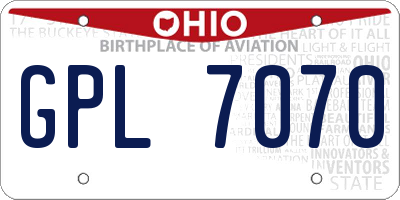 OH license plate GPL7070