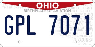 OH license plate GPL7071