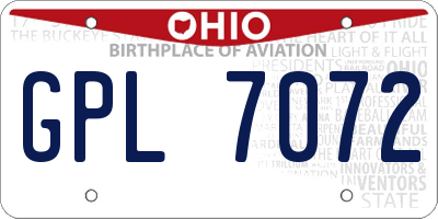 OH license plate GPL7072
