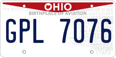 OH license plate GPL7076