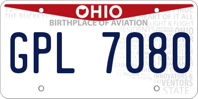 OH license plate GPL7080