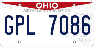 OH license plate GPL7086