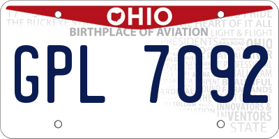OH license plate GPL7092