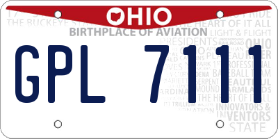 OH license plate GPL7111