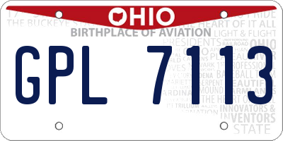 OH license plate GPL7113