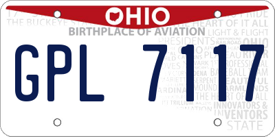 OH license plate GPL7117