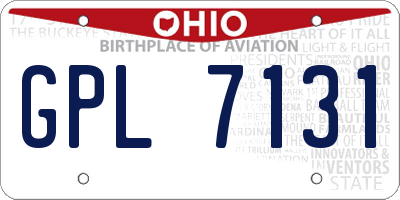 OH license plate GPL7131