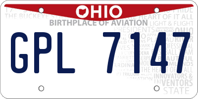 OH license plate GPL7147