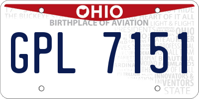 OH license plate GPL7151