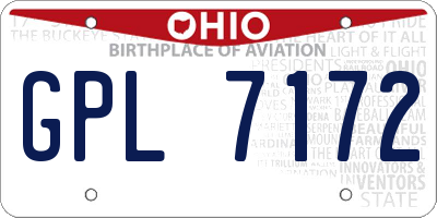 OH license plate GPL7172