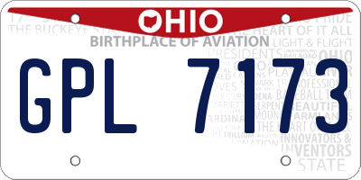OH license plate GPL7173