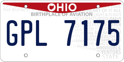 OH license plate GPL7175