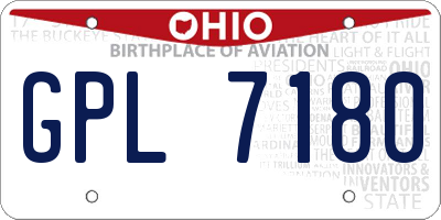 OH license plate GPL7180