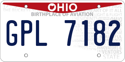 OH license plate GPL7182