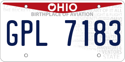 OH license plate GPL7183