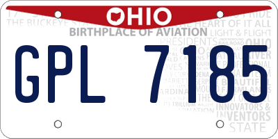 OH license plate GPL7185