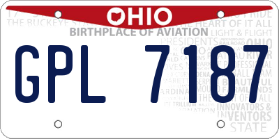 OH license plate GPL7187