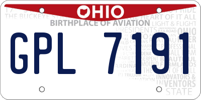 OH license plate GPL7191