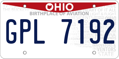 OH license plate GPL7192