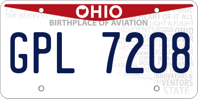 OH license plate GPL7208