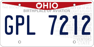 OH license plate GPL7212