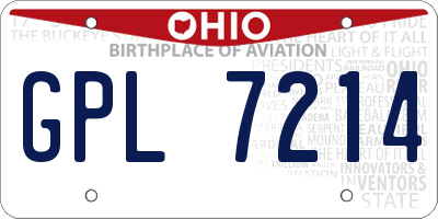 OH license plate GPL7214