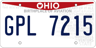 OH license plate GPL7215
