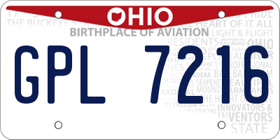 OH license plate GPL7216