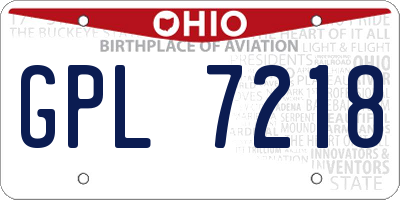 OH license plate GPL7218