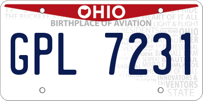 OH license plate GPL7231