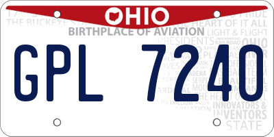 OH license plate GPL7240