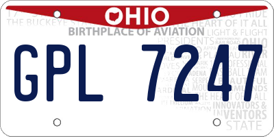 OH license plate GPL7247